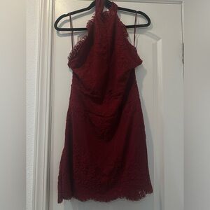 Free People Harper Red Lace High Neck Dress